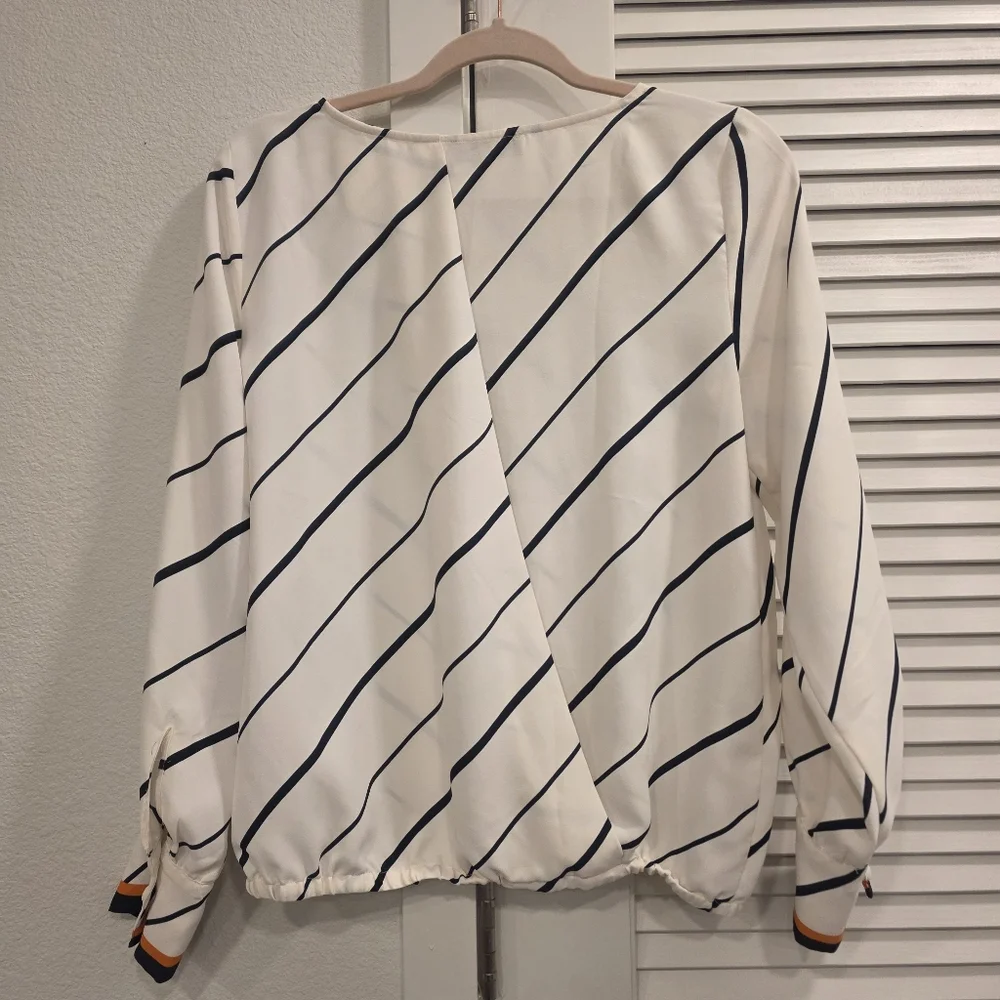 Loft Border Stripe Bubble Hem Blouse - Picture 2 of 3